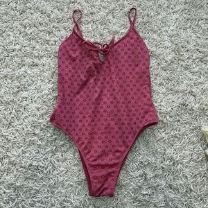 Women's Xhilaration Purple/Pink Eyelet Pattern One Piece Swimsuit Large